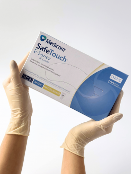 Рукавички латексні без пудри (розмір M) 5,5г/м² MEDICOM, 100шт