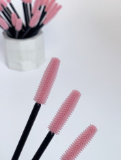 Щеточка силиконовая для ресниц и бровей, розовая (50 шт/уп)