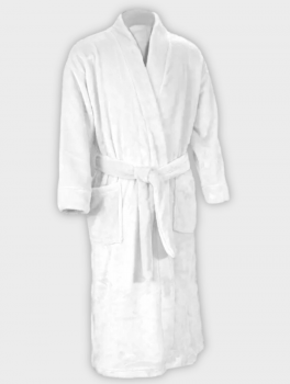 Халат плюшевый белый для гостиниц и спа, размер ХL (50-52)