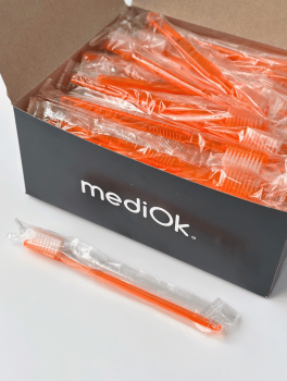 Зубна щітка одноразова з нанесенням пасти (100 шт), помаранчева