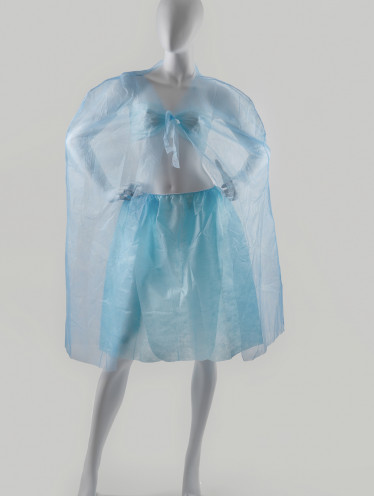 Накидка одноразовая на завязках (10 шт), голубая