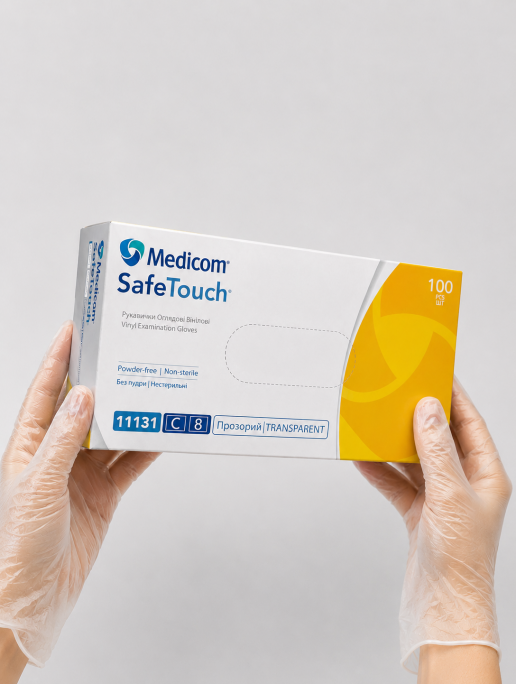 Рукавички вінілові (розмір S) прозорі MEDICOM, 100 шт