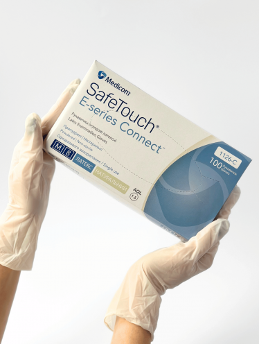 Перчатки латексные опудренные (размер M) 5,5 г/м² MEDICOM, 100шт