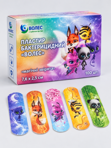 Пластырь бактерицидный Волос ДЕТСКИЙ с рисунком 2,5х7,6 см (100 шт/уп)