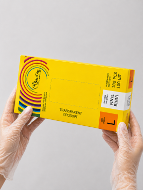 Рукавички вінілові (розмір L) прозорі SanGig, 100 шт