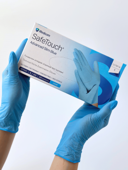 Рукавички нітрилові (розмір S) блакитні 3,5г Medicom, 100 шт