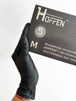 Рукавички нітрилові (розмір М) чорні 5г HOFFEN, 100 шт