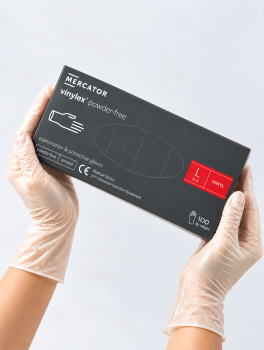 Рукавички вінілові (розмір L) прозорі Mercator Medical, 100 шт