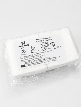 Серветка марлева 7,5*7,5см, стерильна, 8 шарів (25шт/уп)