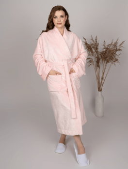 Халат плюшевий рожевий для готелів та спа, розмір M (46-48)