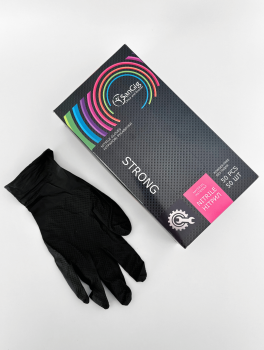 Рукавички нітрилові (розмір S) чорні 9г SanGig Strong, 50 шт