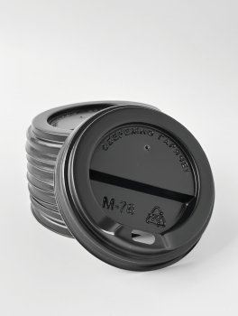 Крышки черные D=76мм для бумажных стаканов 250 мл (50 шт/уп)