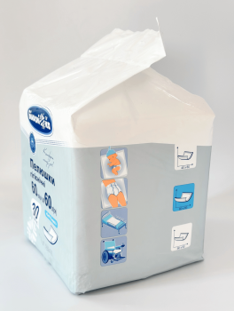 Пелюшки одноразові 60*60 см, Білосніжка Преміум (30 шт)