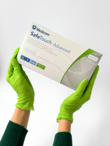 Рукавички нітрилові (розмір М) зелені 3,5г Medicom, 100 шт/уп