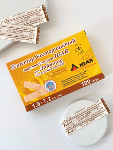 Пластырь бактерицидный IGAR Лайтпор 1,9х7,2см (100шт/уп)