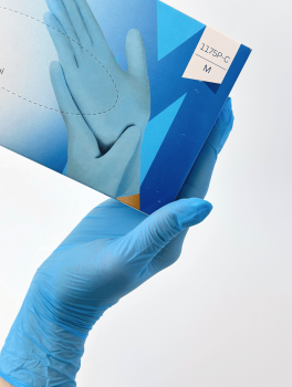 Рукавички нітрилові (розмір М) блакитні 3,5г Medicom, 100 шт