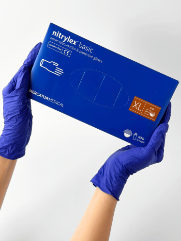 Перчатки нитриловые (размер XL) синие 3,5г Mercator Nitrylex Basic, 100 шт