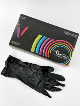 Рукавички нітрилові (розмір S) чорні 5г SanGig V, 100 шт