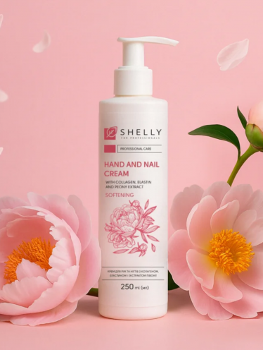 Крем для рук и ногтей Shelly, 250 мл (с коллагеном, эластином и экстрактом пиона)