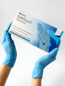 Перчатки нитриловые (размер S) голубые 3г Medicom Vitals SB, 100 шт