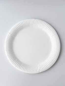 Тарелка БУМАЖНАЯ одноразовая d=23см белая (50 шт/уп), ламинированная