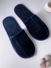 Тапочки одноразовые велюровые, синие (10 пар)