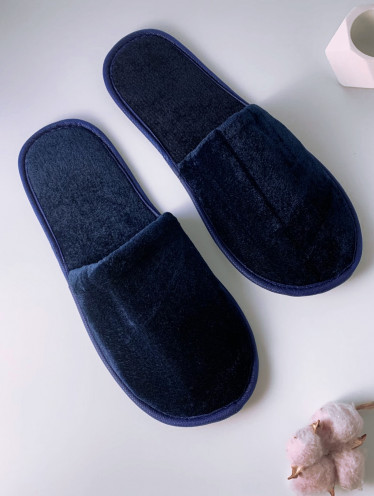 Тапочки одноразовые велюровые, синие (10 пар)