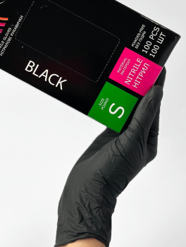 Перчатки нитриловые (размер S) черные 4г "SanGig", 100 шт