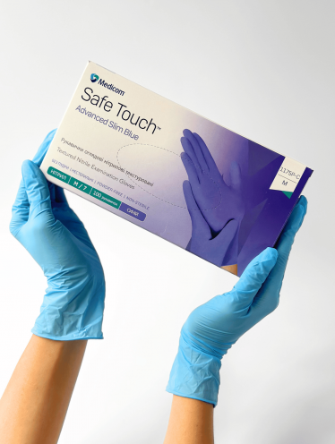 Перчатки нитриловые (размер M) голубые 3,5г Medicom, 100 шт
