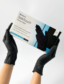 Перчатки нитриловые (размер L) черные 5г Medicom, 100 шт