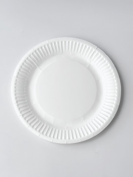 Тарелка БУМАЖНАЯ одноразовая d=17см белая (50 шт/уп), ламинированная