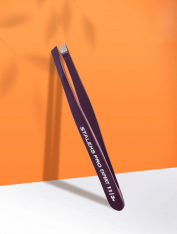 Пинцет для бровей фиолетовый Staleks Pro Expert 11 Type 3v (скошенный)
