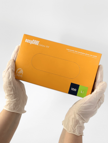 Рукавички латексні без пудри (розмір L) 5,5 г/м² easyCARE, 100 шт