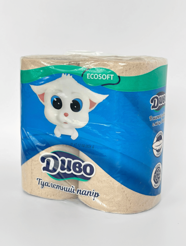 Туалетная бумага Диво, 2-слойная серая (4 рул/уп)