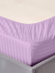 Простынь на резинке на матрас 200*220 см Сатин-страйп, Лаванда