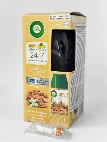 Airwick стартовый набор (Диспенсер черный+сменный баллон 250мл+батарейки), аромат в ассортименте