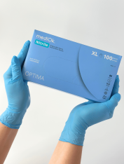 Рукавички нітрилові (розмір XL) блакитні 3,2г mediOk Nitrile Optima, 100 шт