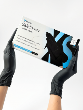 Перчатки нитриловые (размер XS) черные 5г Medicom, 100 шт