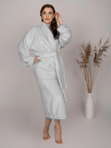 Халат плюшевый светло-серый для отелей и спа, размер M (46-48)