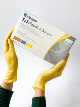 Рукавички нітрилові (розмір XS) жовті 3,8г Medicom, 100 шт/уп