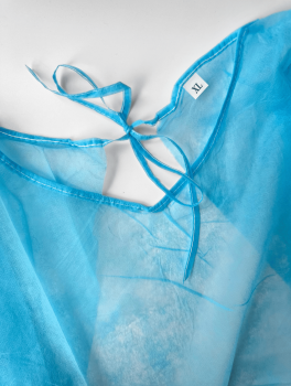 Халат хирургический XXL с резинкой на завязках (10 шт/уп) Mercator Medical, синий