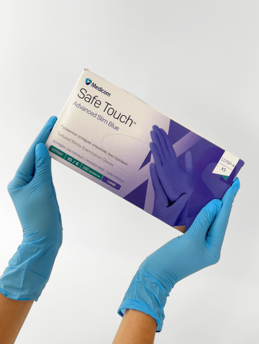 Перчатки нитриловые (размер XS) голубые 3,5г Medicom, 100 шт