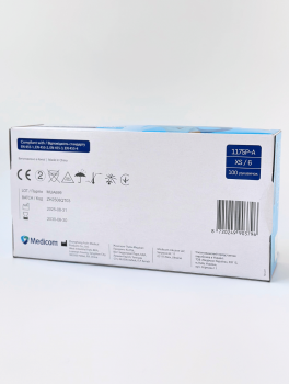 Рукавички нітрилові (розмір XS) блакитні 3,5г Medicom, 100 шт