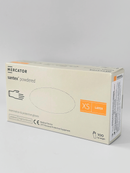 Перчатки латексные с пудрой (размер XS) Mercator Medical, 100шт