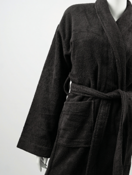 Халат махровый для гостиниц и спа, черный (плотность 400 г/м²), размер L (46-48), Украина