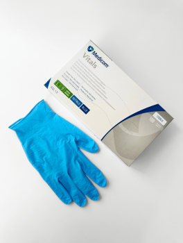 Перчатки нитриловые (размер L) голубые 3г Medicom, 100 шт