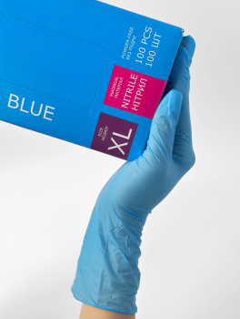 Рукавички нітрилові (розмір XL) блакитні 4г SanGig, 100 шт