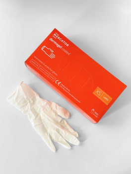 Перчатки латексные без пудры (размер XS) 5,5г/м² MERCATOR Dermagel Coated, 100шт