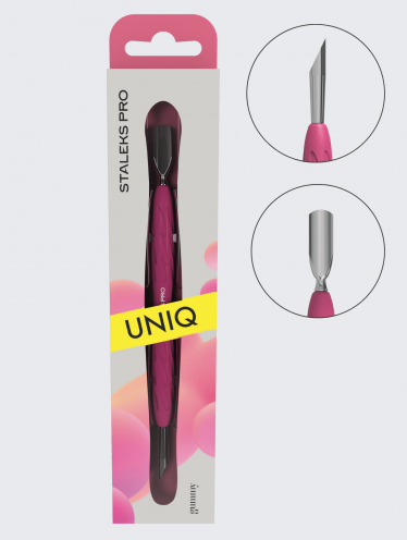 Лопатка маникюрная Gummy с силиконовой ручкой UNIQ 10 Type 2 (пушер округлый узкий + скошенный пушер)