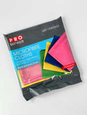 Салфетки микрофибра "Для стекла и зеркал" PRO Service Микс цветов (4 шт/уп)